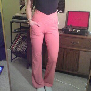 Coral High-Waist Crossover Flared Leggings for Women NWOT